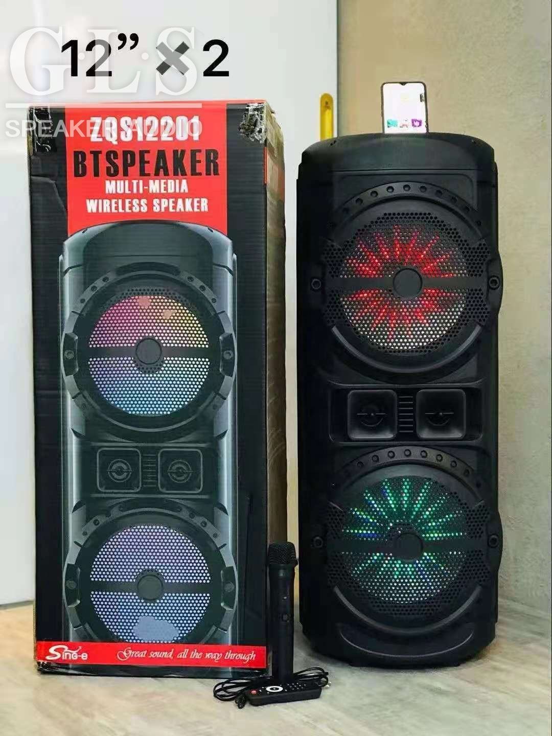 ZQS 12201 Dual 12 "portable speakers portable Bluetooth wireless sound radio wireless Mic thumbnail