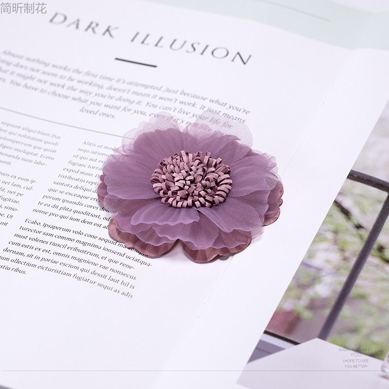 Jian Xin J136A jewelry accessories, Korean-style shaped gauze flower handcrafted fabric, shredded radish flower handcrafted diy shoe flower, rose flower hairpin accessories, clothing accessories Application Scenario