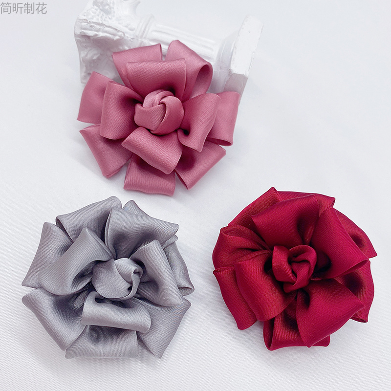 Jian Xin J563 jewelry accessories, Korean-style chiffon three-layer flower hand-sewn fabric flower bud, diy shoe flower, high-end and elegant flower hairpin accessories, clothing accessories Specification image