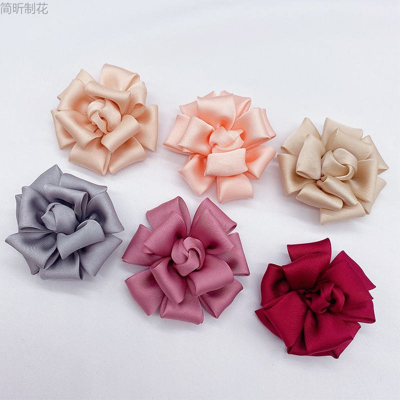 Jian Xin J563 jewelry accessories, Korean-style chiffon three-layer flower hand-sewn fabric flower bud, diy shoe flower, high-end and elegant flower hairpin accessories, clothing accessories pic 3