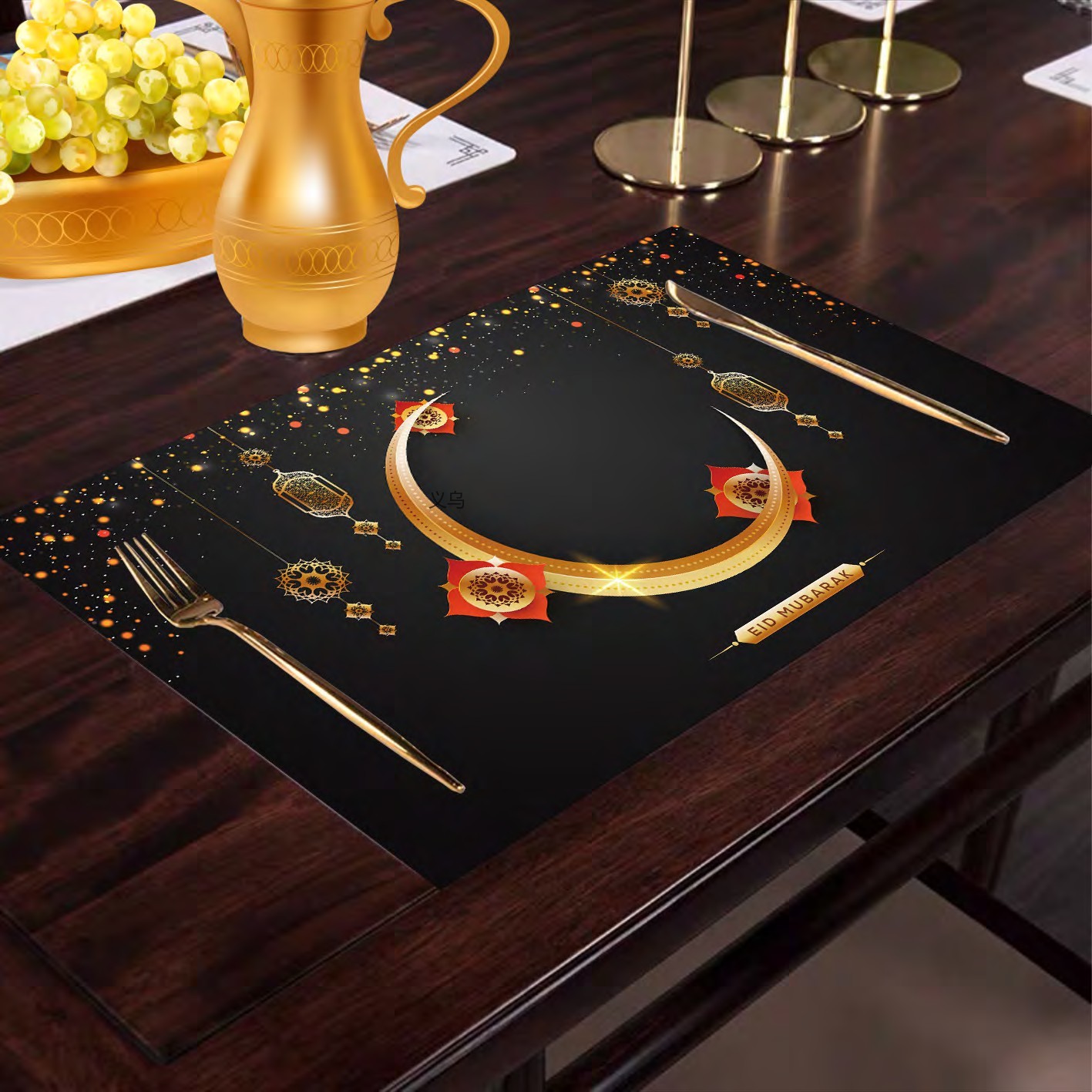 100%Polyster waterproof Western placemats, European heat insulation, Nordic home creative, personalized and eco-friendly placemats for Ramadan Muslim Festival pic 7