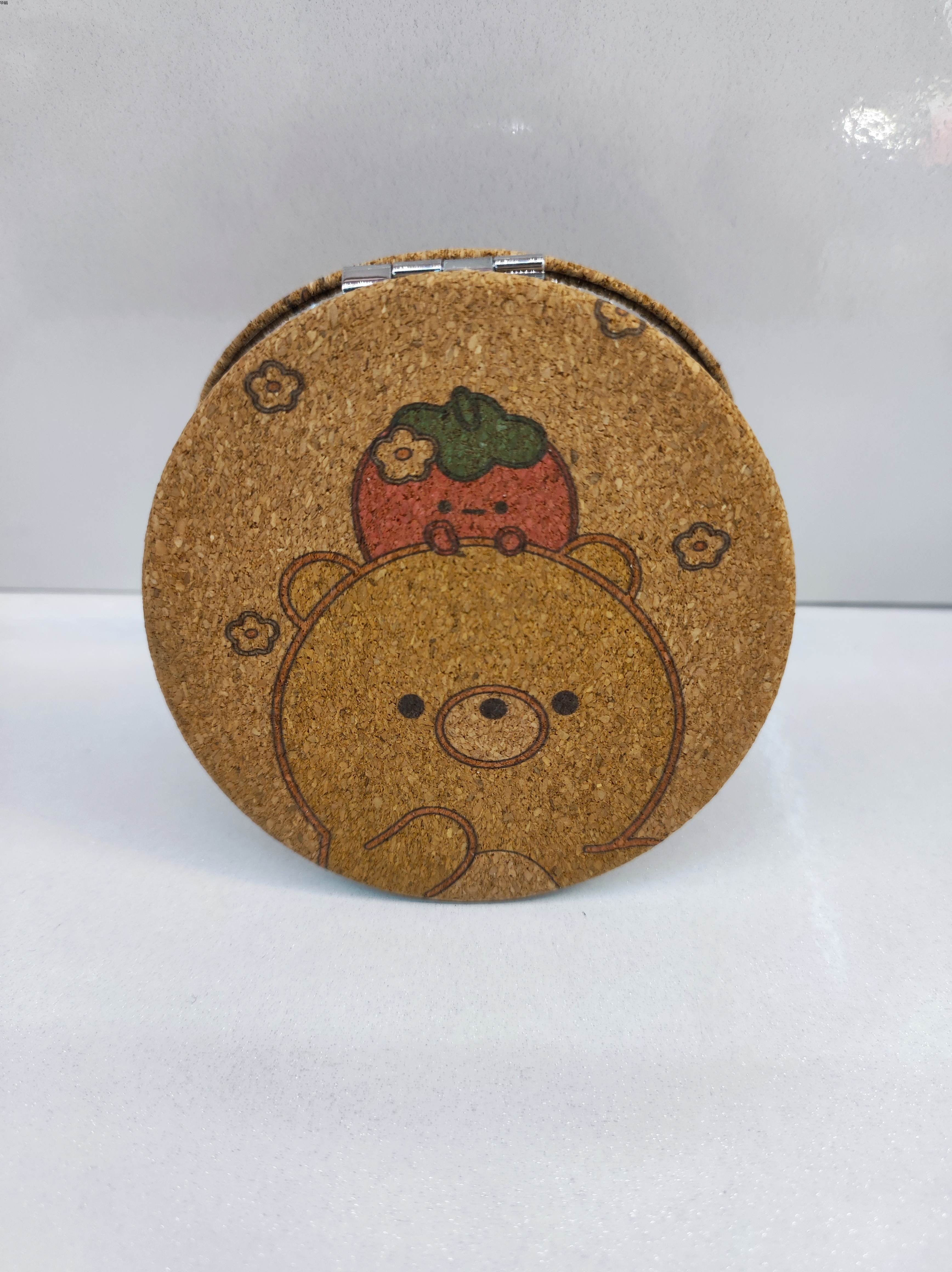New PU double-sided makeup mirror, small mirror, custom pocket mirror, antique style details Picture