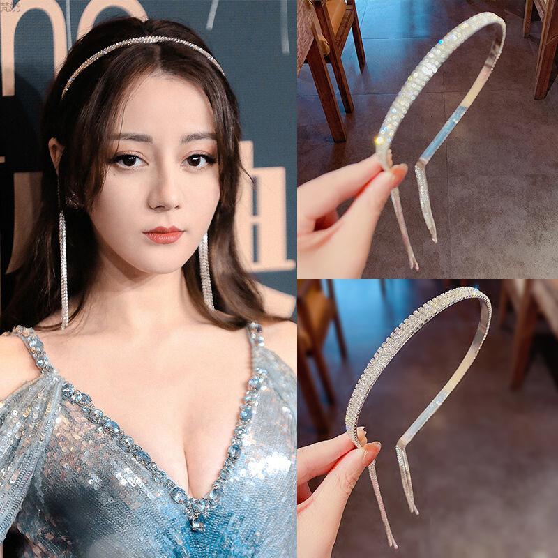 Deli Reba with the same delicate rhinestone fringe hair hoop girl100 go out after the head hoop hanging hair card hair accessories Fan Rao F789 silver thumbnail