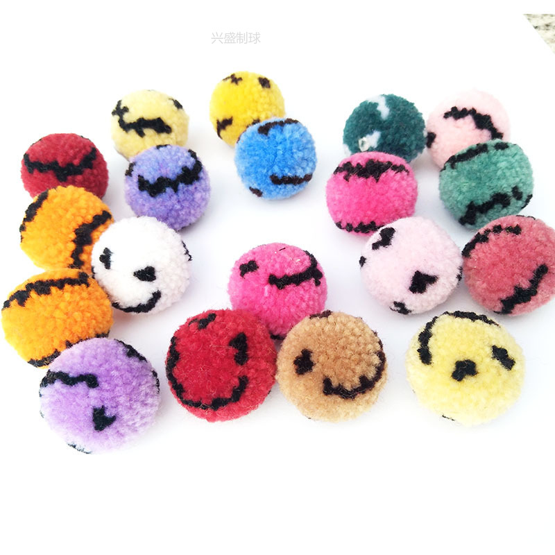 3cm儿童卡通笑脸毛球球开司米小毛球毛绒球毛线球棒球帽服饰配件详情1