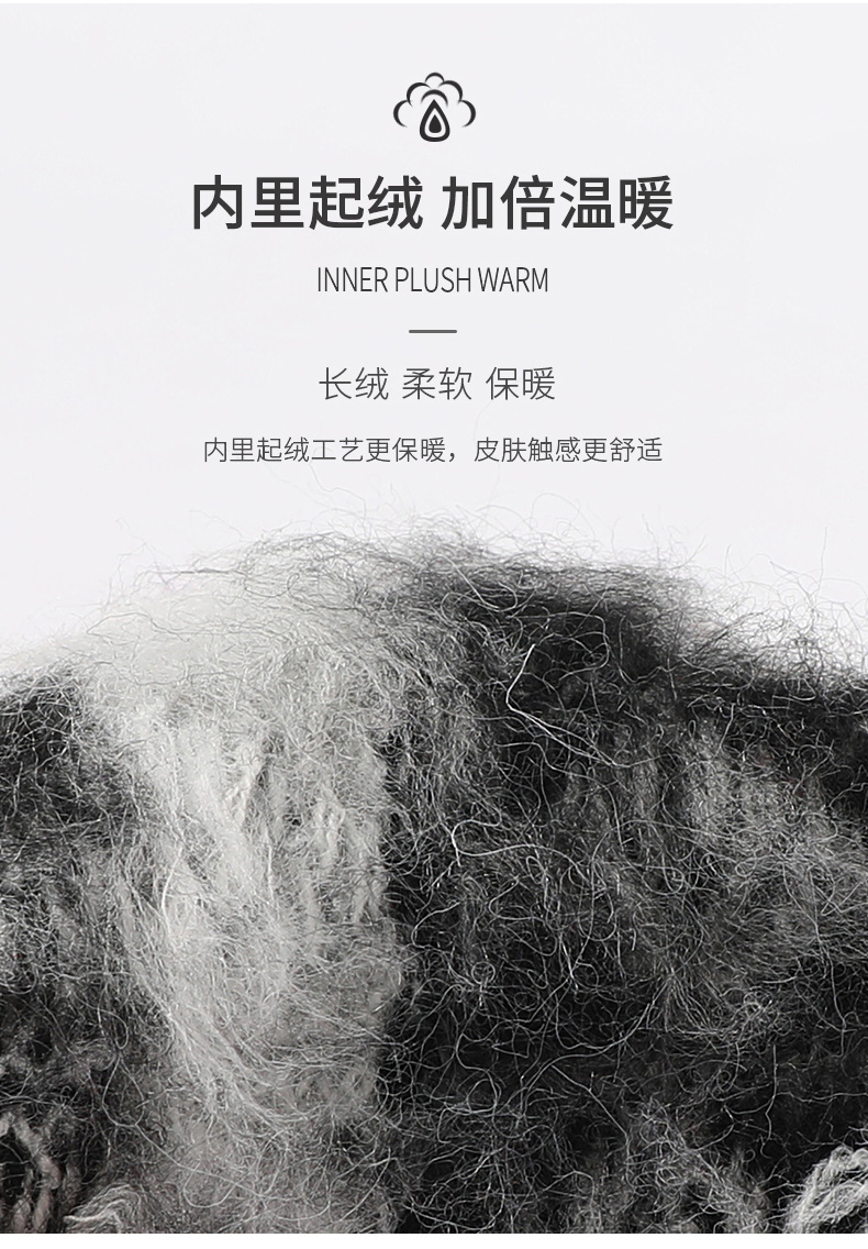 日系针织手套女冬季保暖全指手套加绒加厚骑行毛线触屏手套详情5