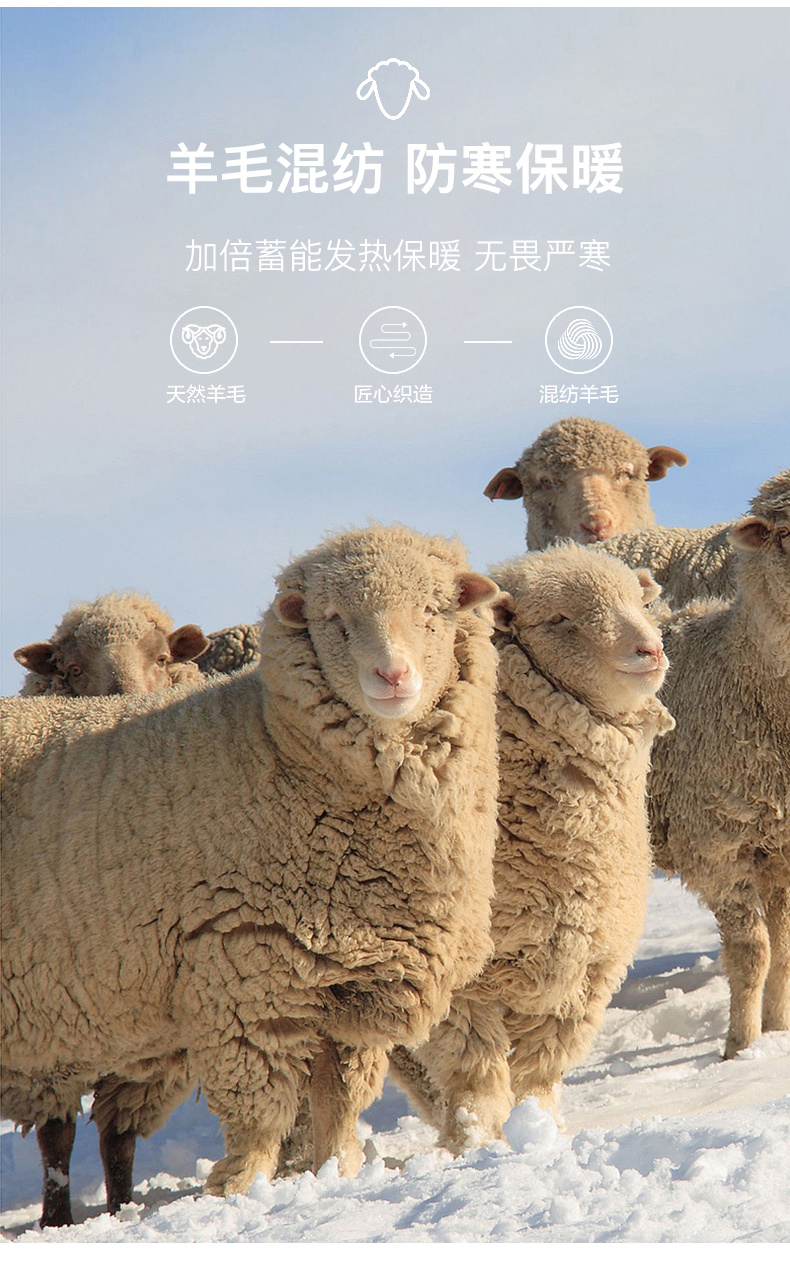 日系针织手套女冬季保暖全指手套加绒加厚骑行毛线触屏手套详情4