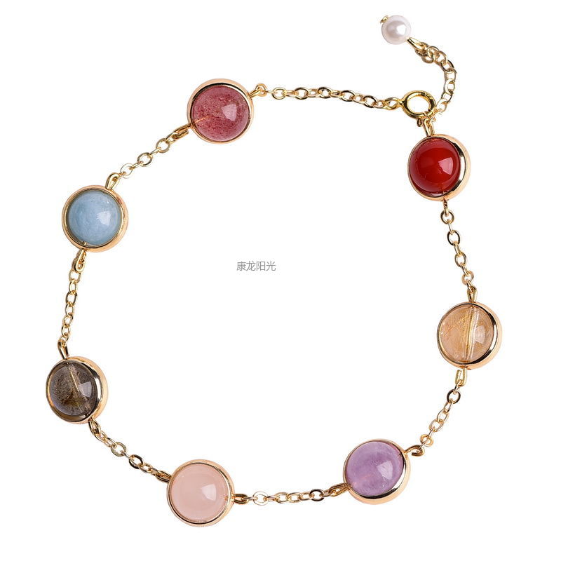 天然草莓晶手链女韩版甜美森系七彩转运珠14k包金彩虹糖日系ins风详情2