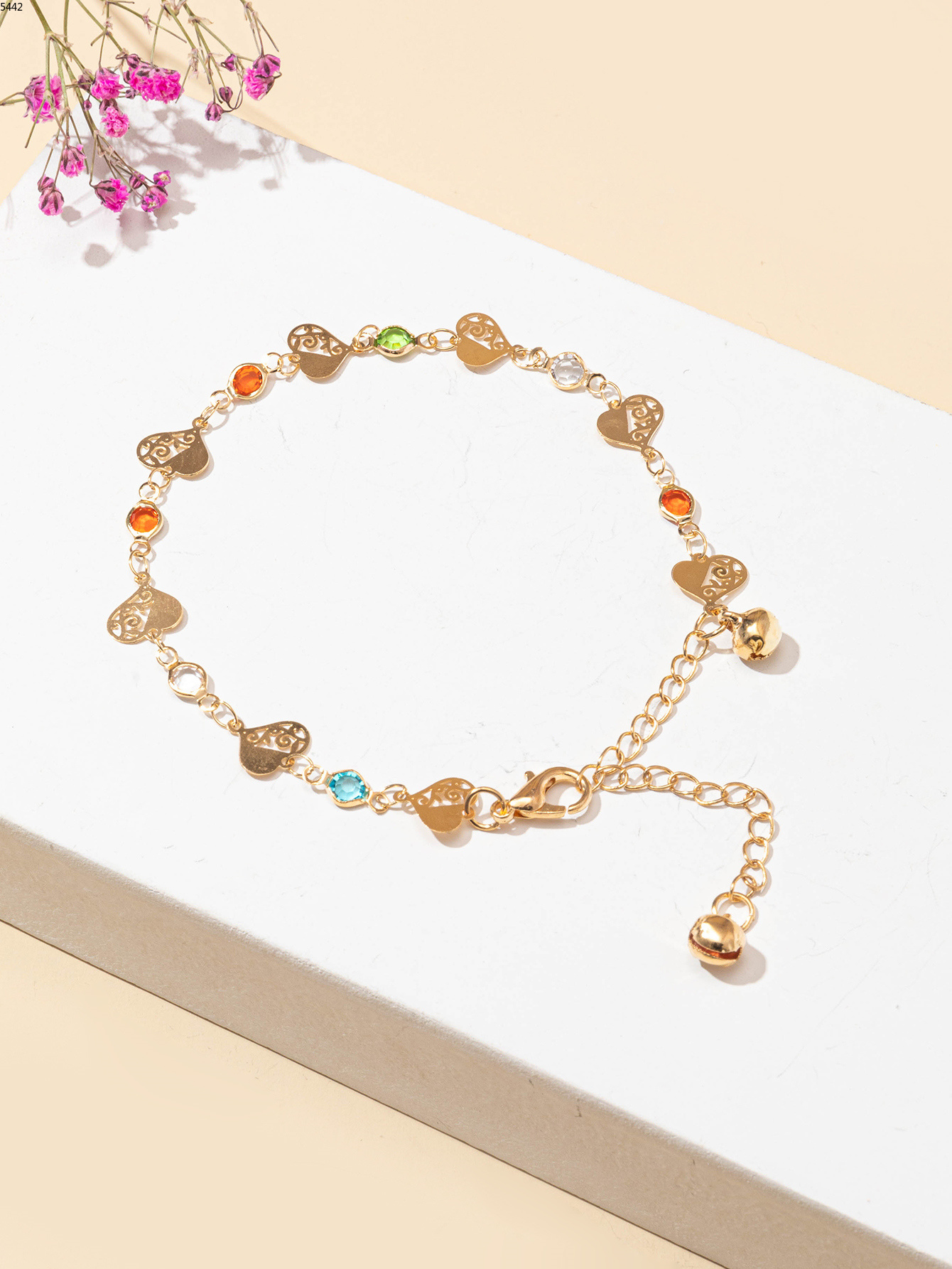 彩色玻璃圆圈字母手链女ins小众设计女生高级感送女朋友生日礼物jx003m聚新饰品