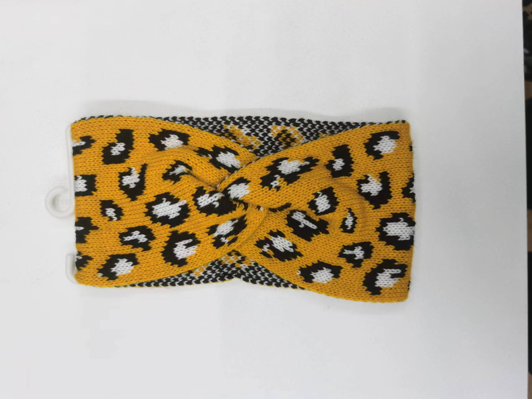 百搭毛线发带纯色头带运动发带头套发带手工抅花制造发带发箍豹纹发带针织毛线晴纶纱详情7