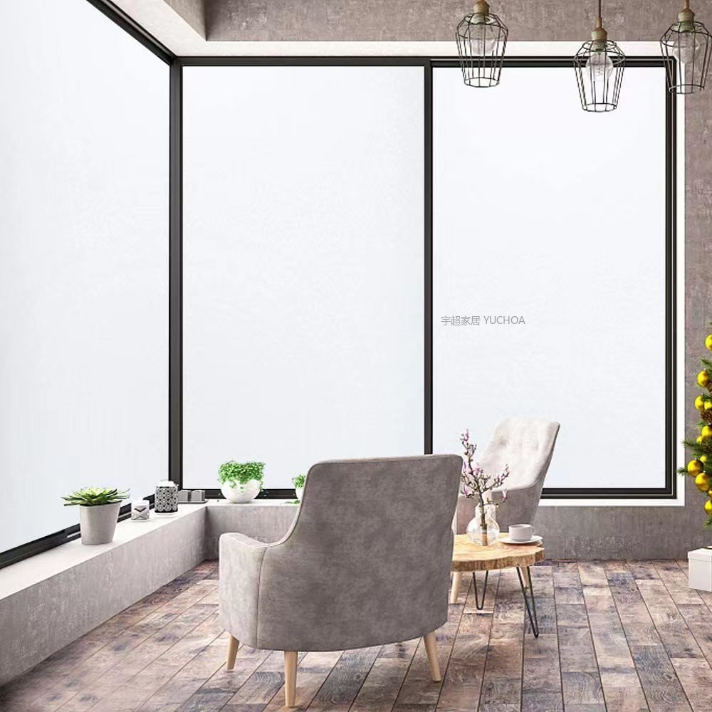 磨砂静电窗户贴膜 免胶隐私玻璃贴 透光不透明 卫生间 办公室静电膜玻璃贴 纯磨砂  白磨砂 黑磨砂 45CM*2M详情12