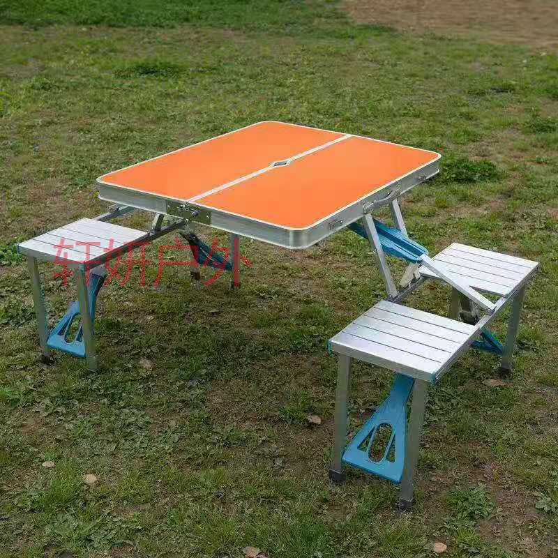 户外折叠桌 烧烤桌 铝合金野餐桌 便携式连体桌折叠桌椅 野营桌 桌椅详情4