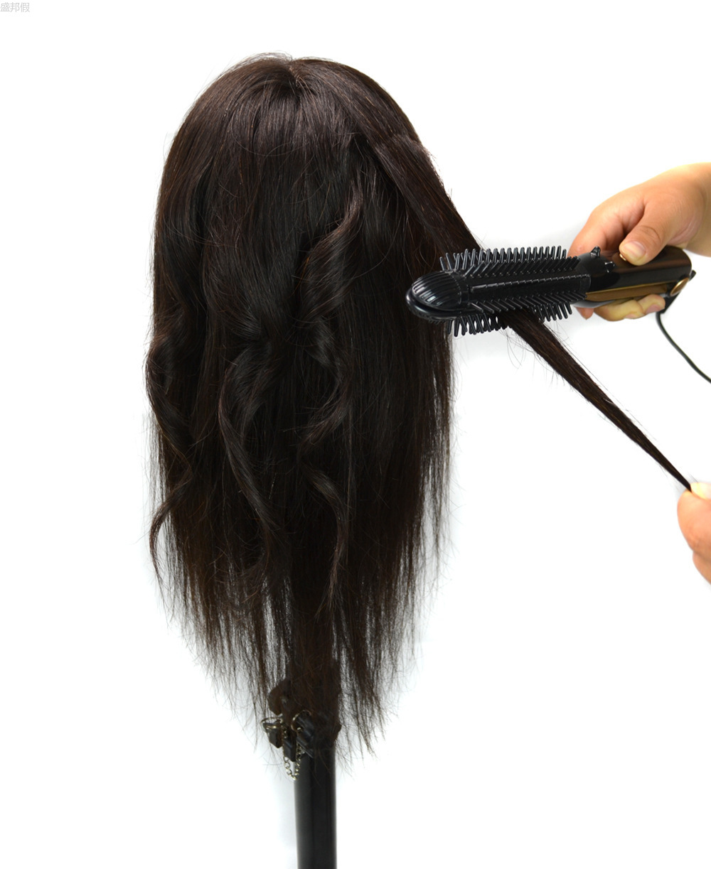 Full real hair wig teaching head model, hair styling and braid learning, updo, updo teaching head, blow-cut and perm real hair model pic 3