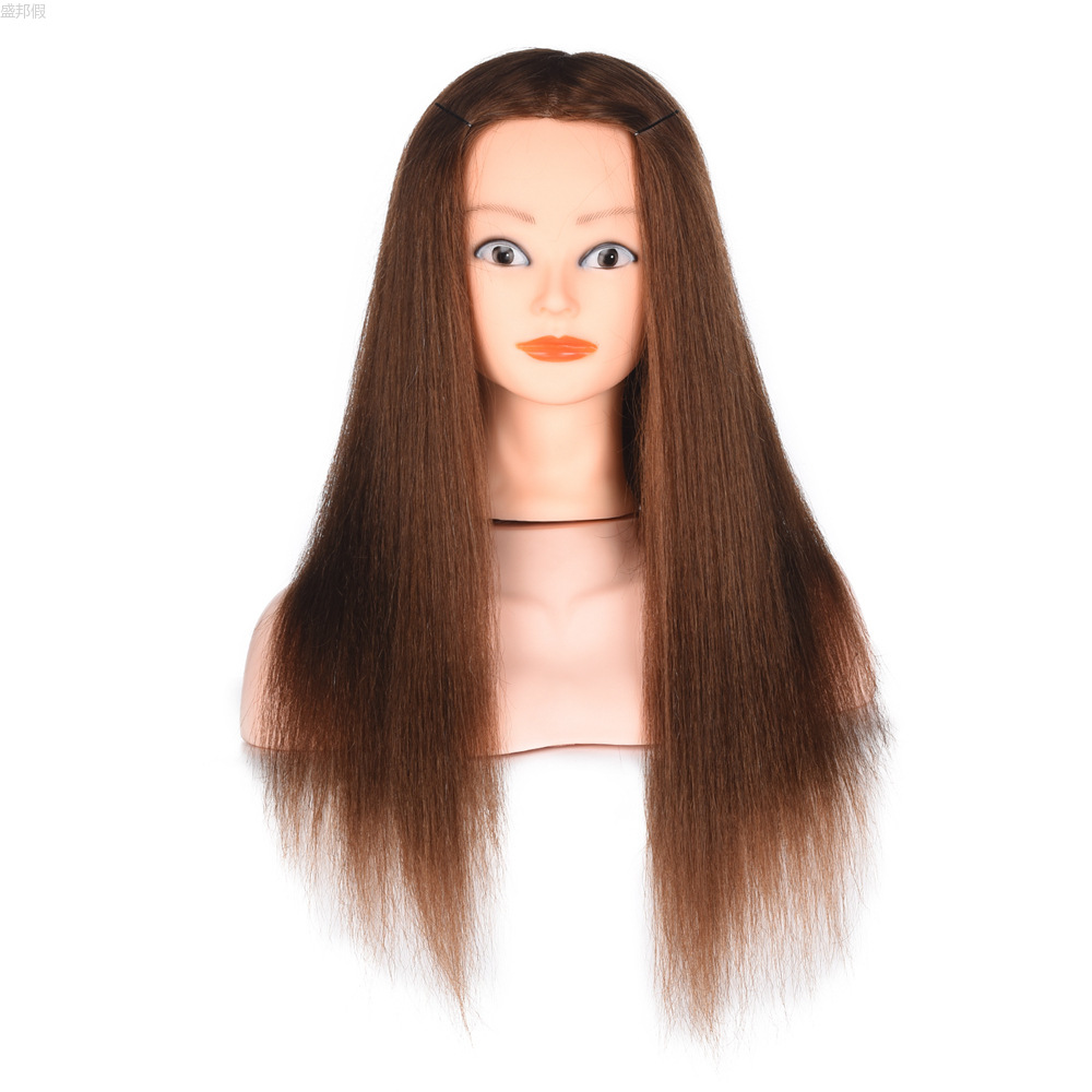 Full real hair wig teaching head model, hair styling and braid learning, updo, updo teaching head, blow-cut and perm real hair model pic 2