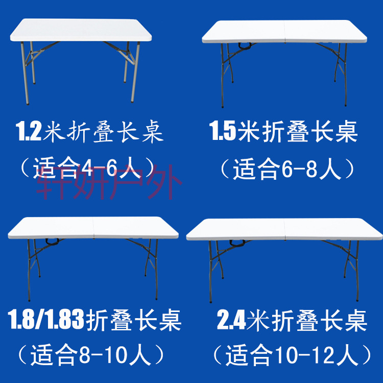 厂家直销吹塑折叠桌 1.2米/1.5米/1.8米/2.4米户外折叠餐桌椅 办公桌 摆摊桌 塑料桌 便携式长方桌详情8