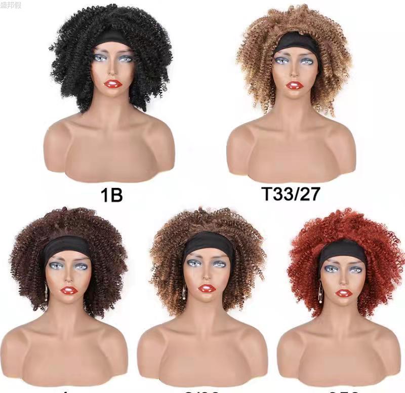 假发 欧美假发女冰丝发带小卷发短款headband short curly wig详情12