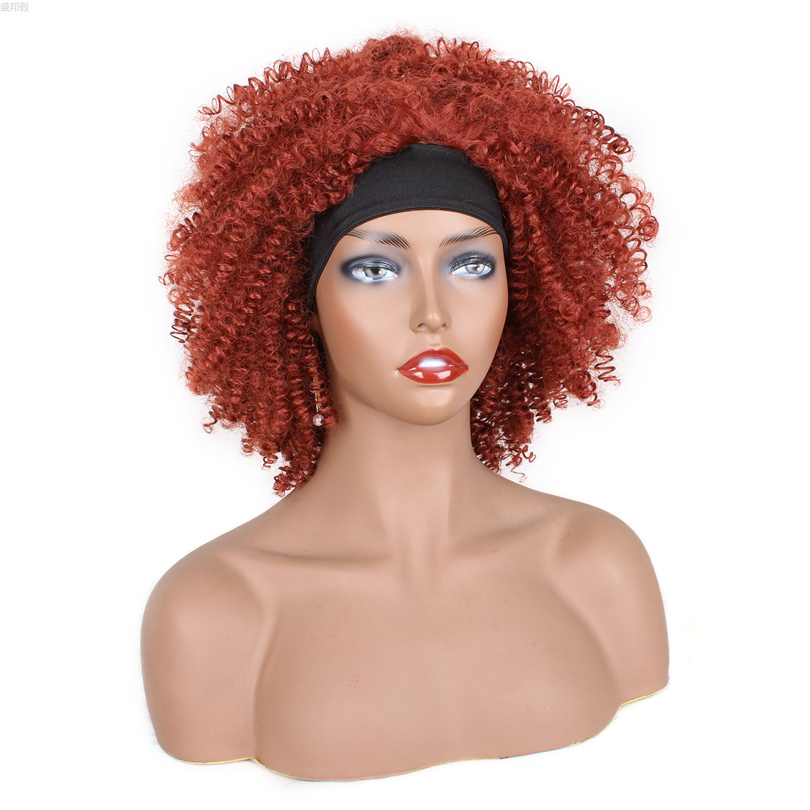 假发 欧美假发女冰丝发带小卷发短款headband short curly wig详情2