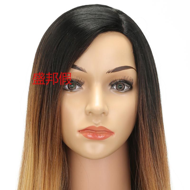 假发工厂头套女 欧美 长直发内扣T色染色 跨境热卖 假发头套详情3