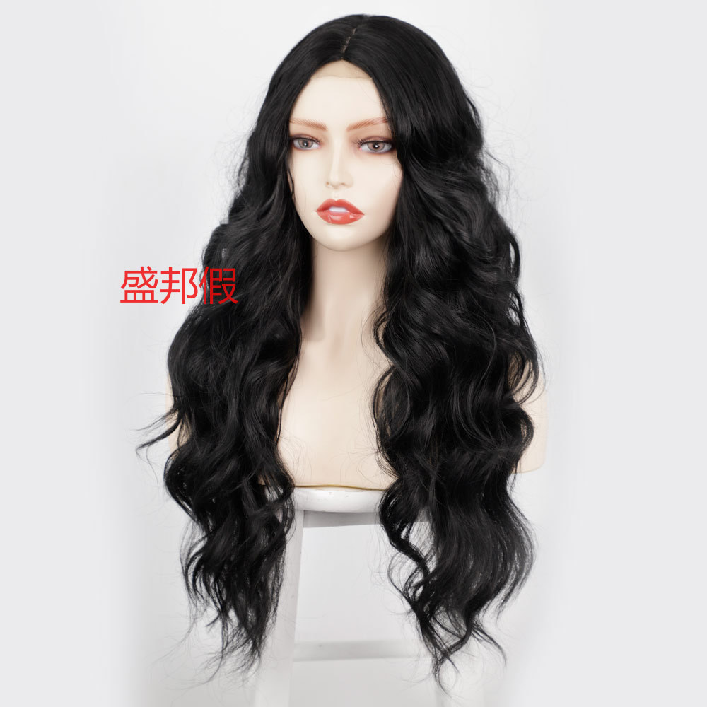 假发 欧美女士假发 前蕾丝女士假发化纤长卷发波浪wigs假发头套详情2
