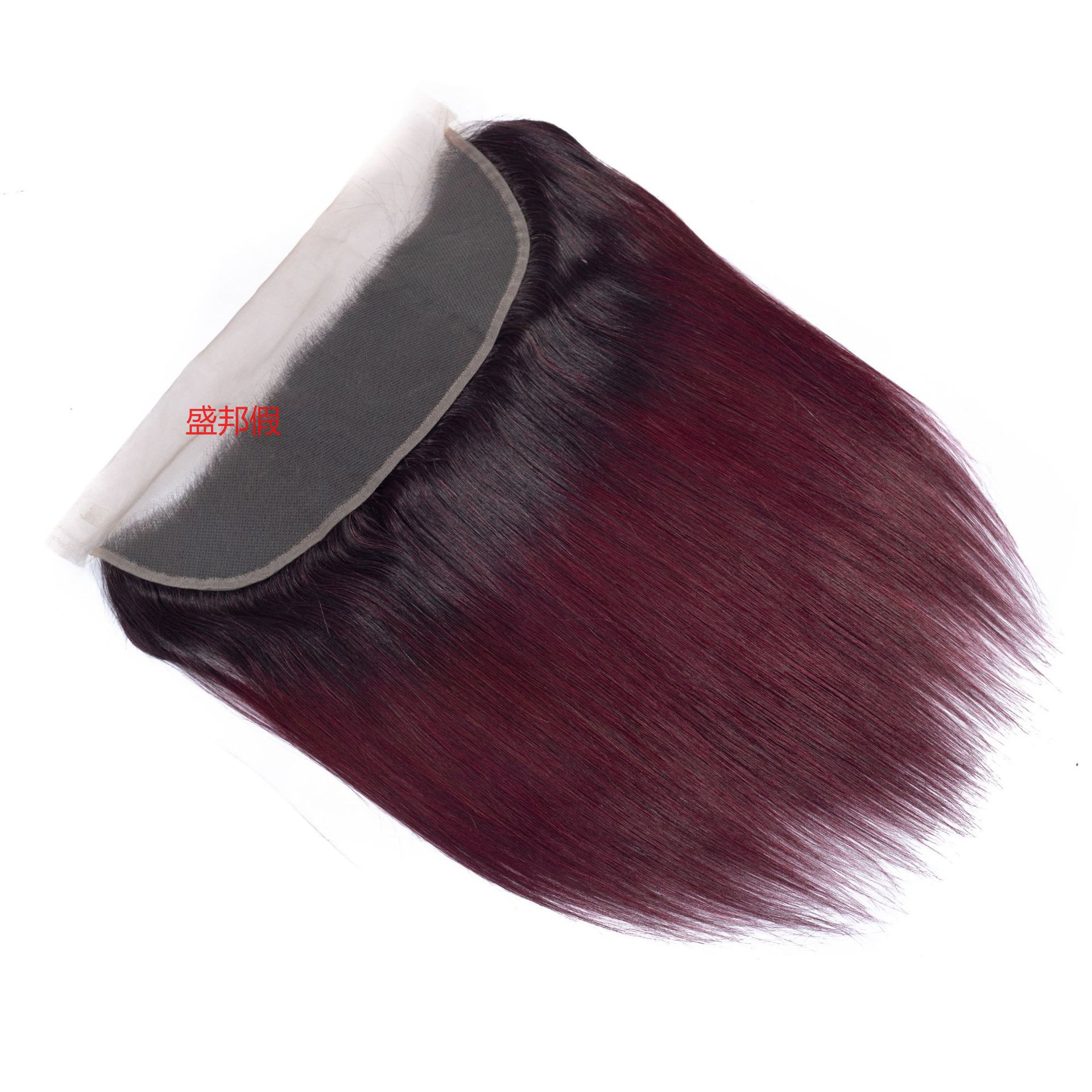 13x4 1B/99J European and American wig wine red lace frontal closure lace hair block pic 2