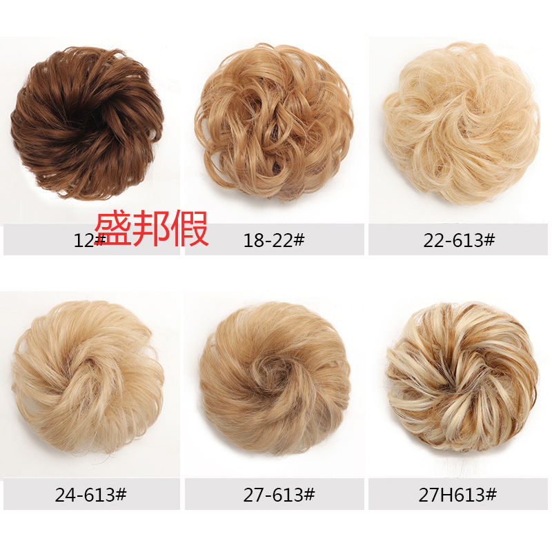 假发工厂 女 外贸假发圈 蓬松新娘卷盘发发圈 丸子头假发发包详情3