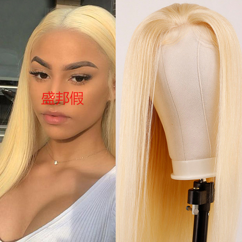 613#头套欧美假发 13*4 human hair wig 真人发前头蕾丝头套详情1