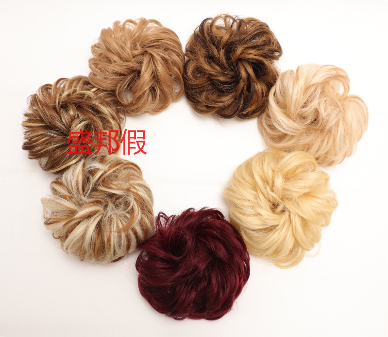 假发工厂 女 外贸假发圈 蓬松新娘卷盘发发圈 丸子头假发发包详情4
