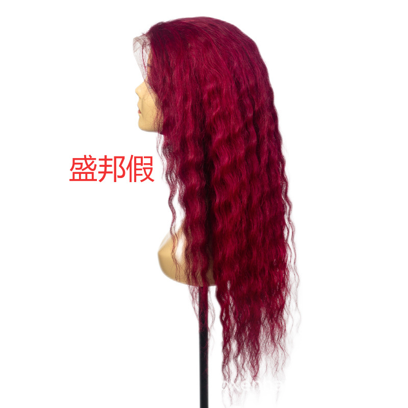 Seven-color real person net cap integrated 13*4 wig head cover deep wave pic 1
