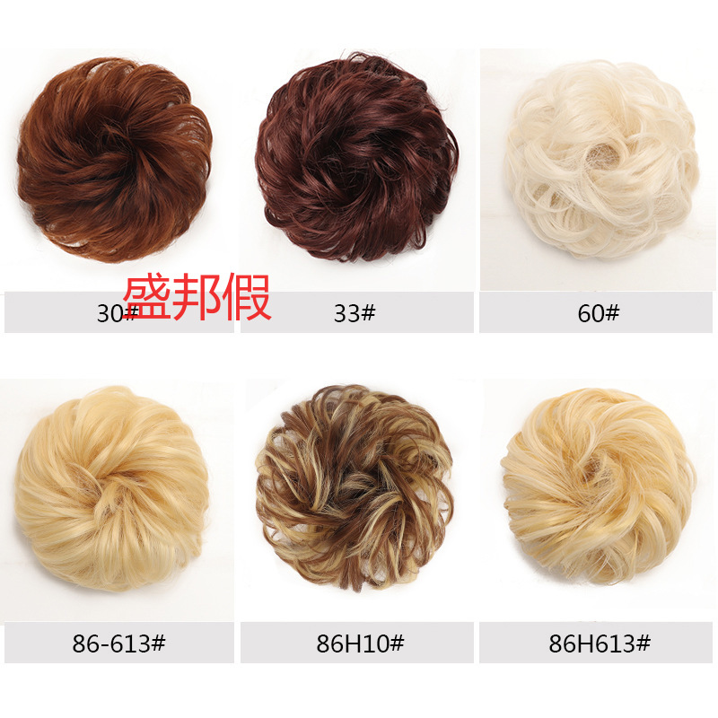 假发工厂 女 外贸假发圈 蓬松新娘卷盘发发圈 丸子头假发发包详情2