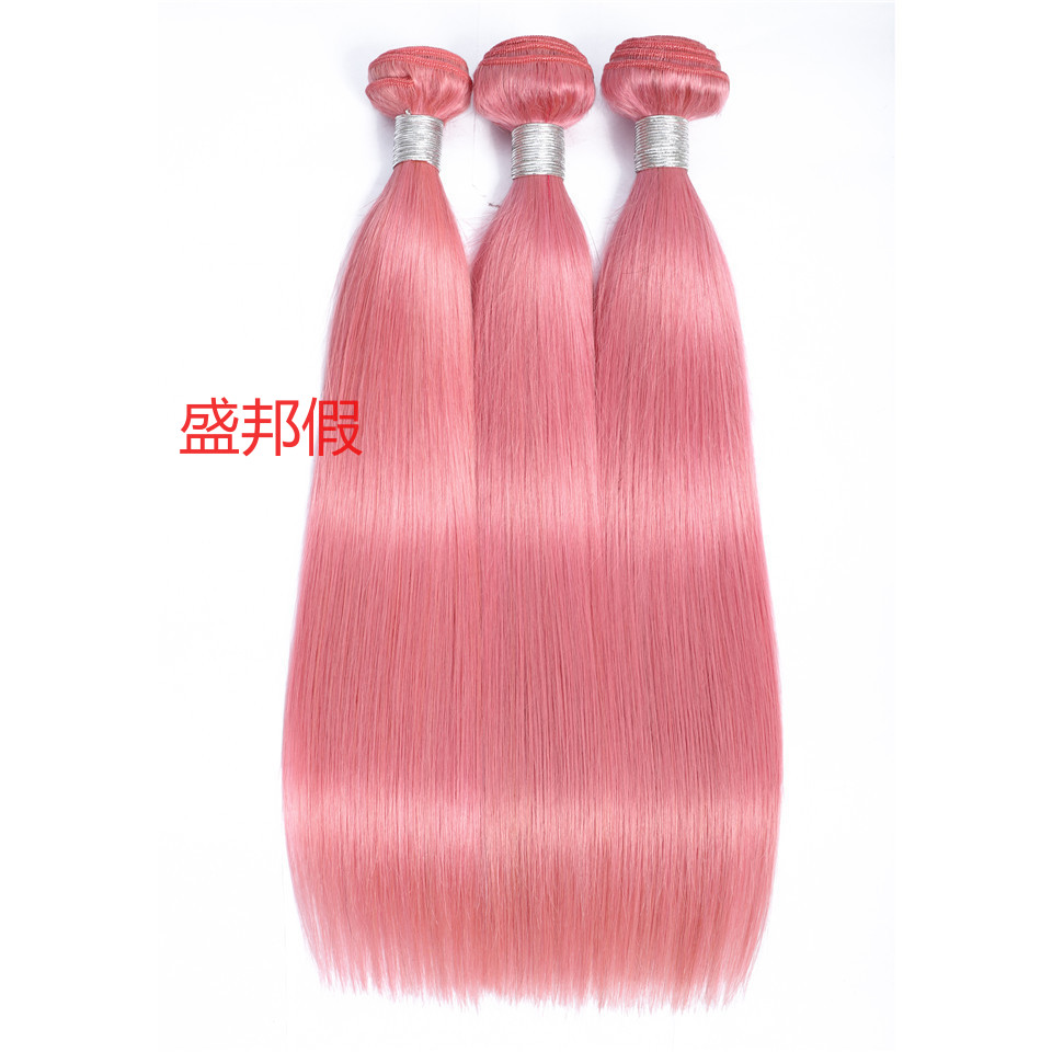 欧美假发纯粉色纯紫色纯蓝色真人发发帘 human hair 详情1