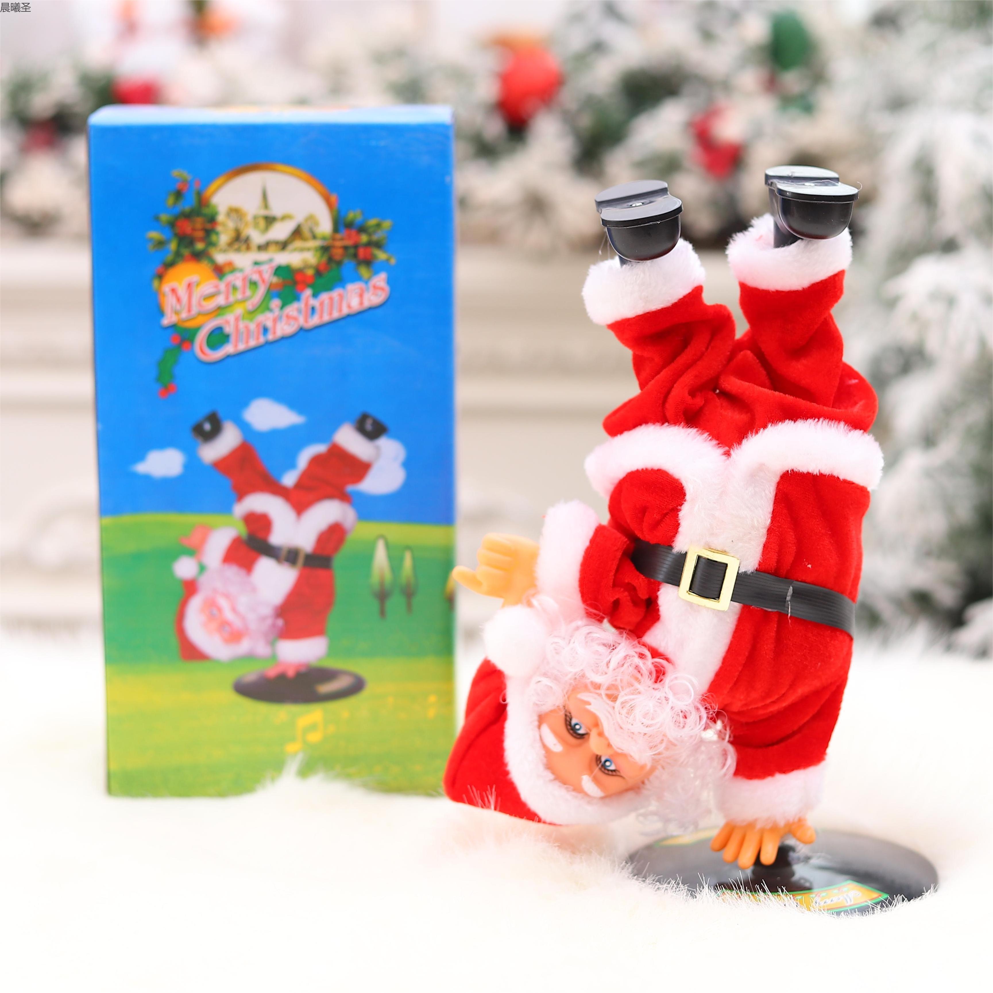 New Christmas decorations, electric upside-down street dance Santa Claus dolls, Christmas creative children's toy ornaments
