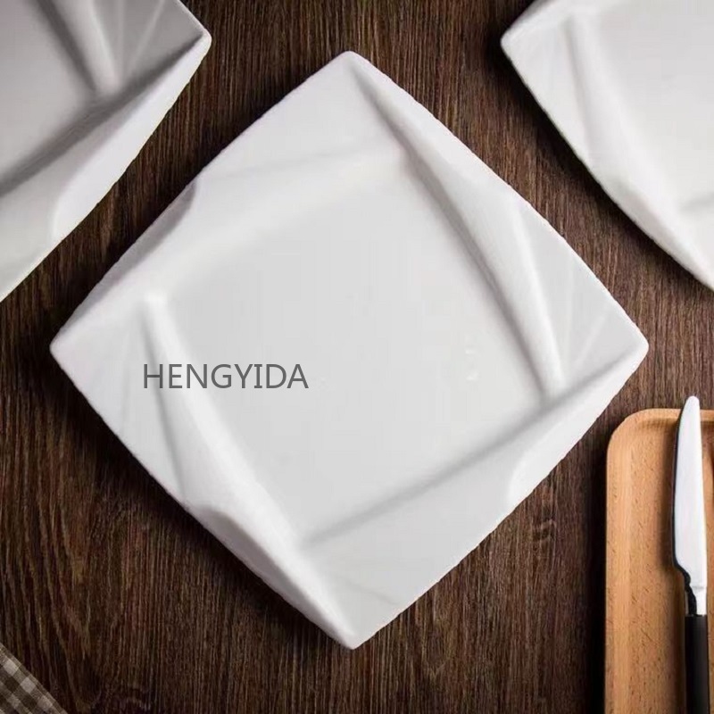 ins餐具简约纯白陶瓷盘子意面盘西餐厅早餐盘碟酒店瓷正方真情盘详情4
