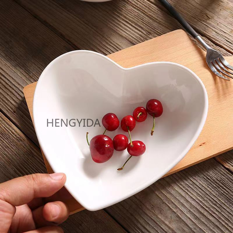 Pure white heart-shaped bowl, creative household salad bowl, rice bowl, hotel breakfast heart-shaped bowl pic 6