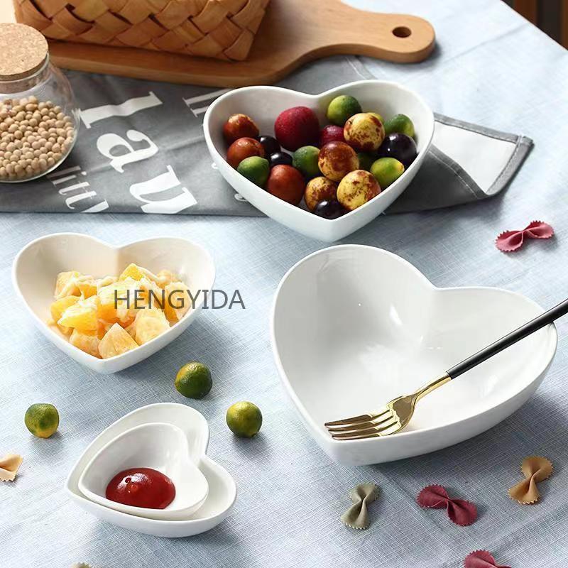Pure white heart-shaped bowl, creative household salad bowl, rice bowl, hotel breakfast heart-shaped bowl pic 3