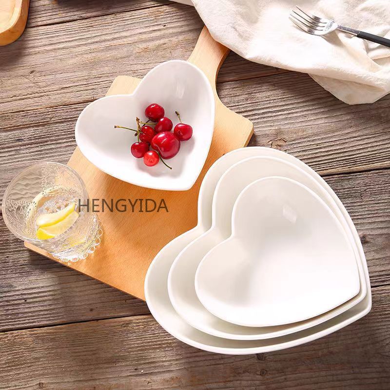 Pure white heart-shaped bowl, creative household salad bowl, rice bowl, hotel breakfast heart-shaped bowl pic 5