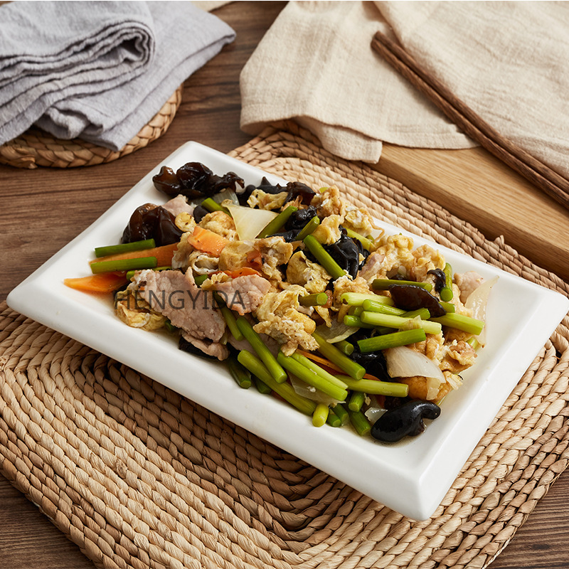 Ceramic plates, rectangular thick-edge plates, Western food inventory plates, heart plates, cold dish plates, hotel supplies pic 4