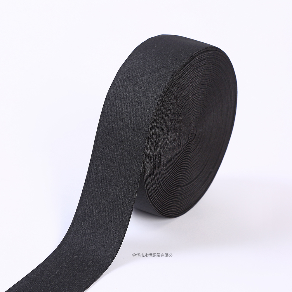 2.5CM-5.0CM black in-stock imitation nylon elastic band shuttleless double-sided fleece pants belt Item Picture