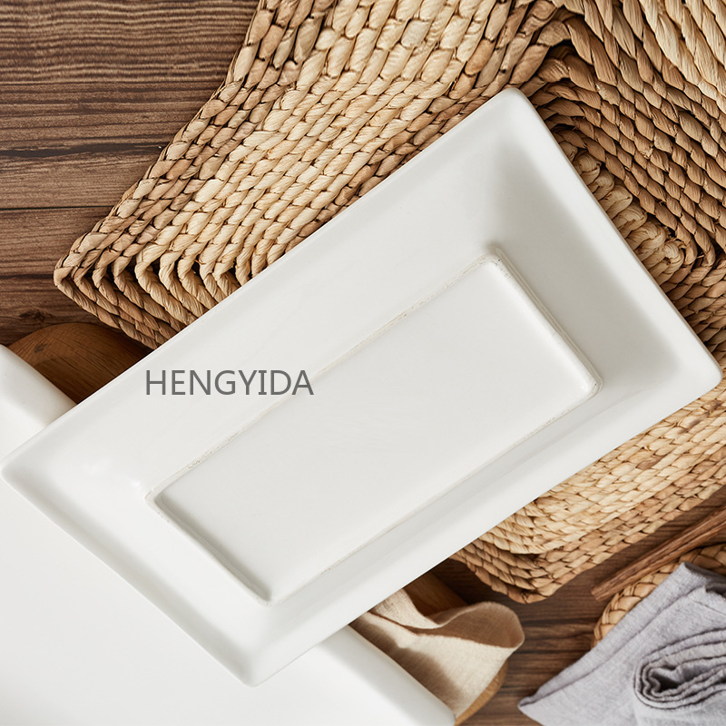 Ceramic plates, rectangular thick-edge plates, Western food inventory plates, heart plates, cold dish plates, hotel supplies pic 6