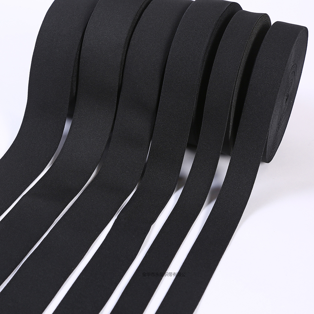 2.5CM-5.0CM black in-stock imitation nylon elastic band shuttleless double-sided fleece pants belt