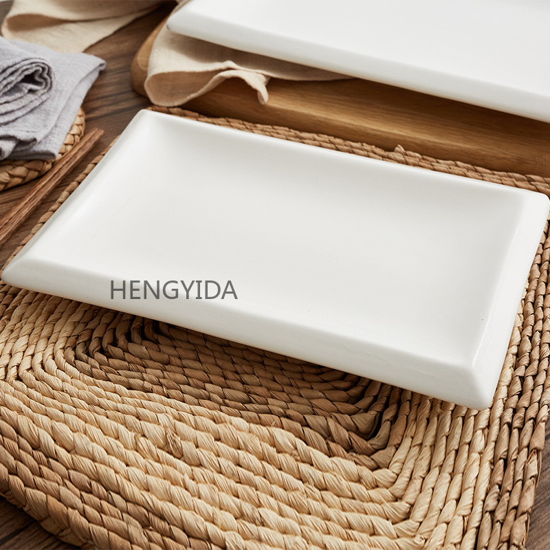 Ceramic plates, rectangular thick-edge plates, Western food inventory plates, heart plates, cold dish plates, hotel supplies pic 3