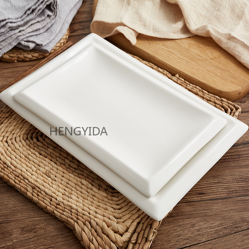Ceramic plates, rectangular thick-edge plates, Western food inventory plates, heart plates, cold dish plates, hotel supplies pic 5