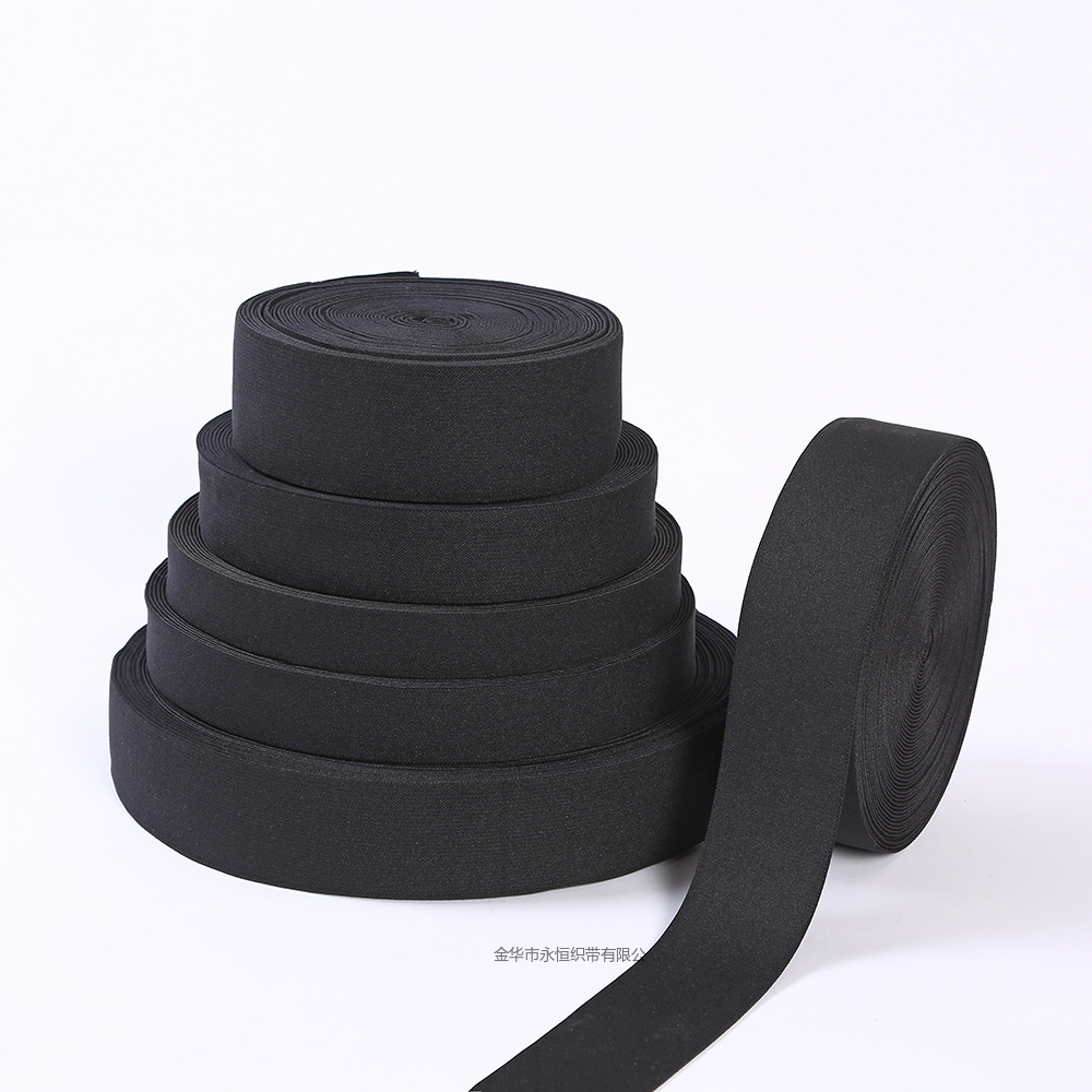 2.5CM-5.0CM black in-stock imitation nylon elastic band shuttleless double-sided fleece pants belt Specification image
