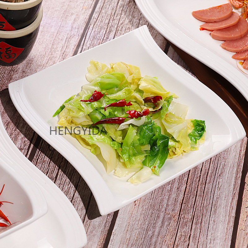 Export ceramic tableware, salad bowls, Western plates, soup plates, wavy pattern series, hotel tableware, pure white creative factory price pic 4