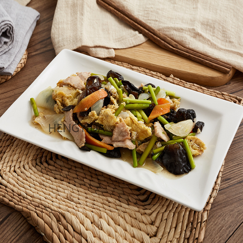 日用陶瓷餐具西餐盘碗碟盘套装长方光芒盘子点心盘详情4