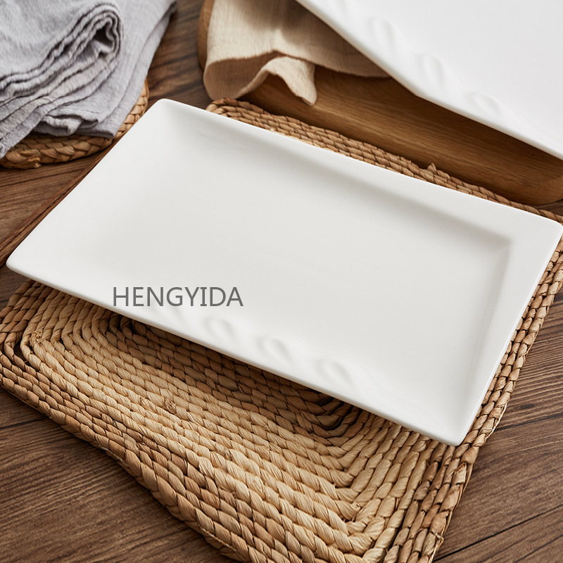 日用陶瓷餐具西餐盘碗碟盘套装长方光芒盘子点心盘详情5