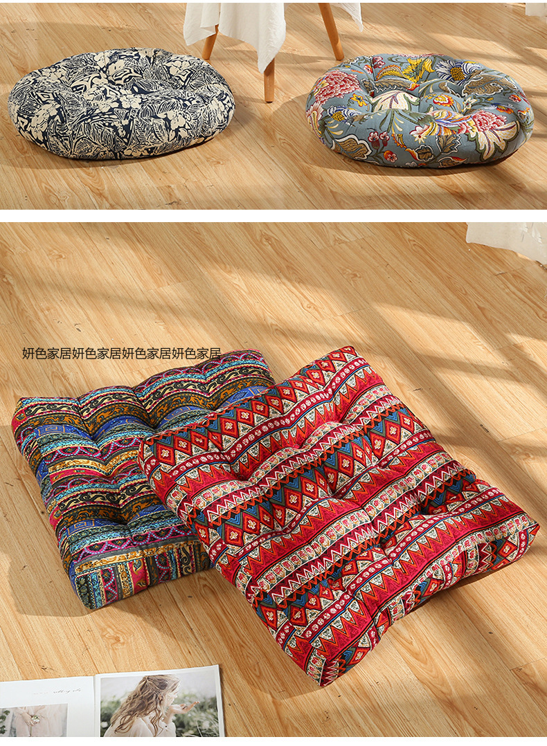 民族风波西米亚印花棉麻蒲团垫飘窗榻榻米加大加厚坐垫详情4