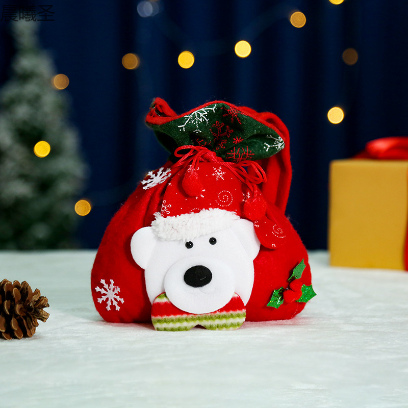 Bolsas de regalo de navidad bolsas de manzana colgantes bolsas de caramelo para niños bolsas de regalo de tamaño pequeño de dibujos animados accesorios regalos de navidad details Picture