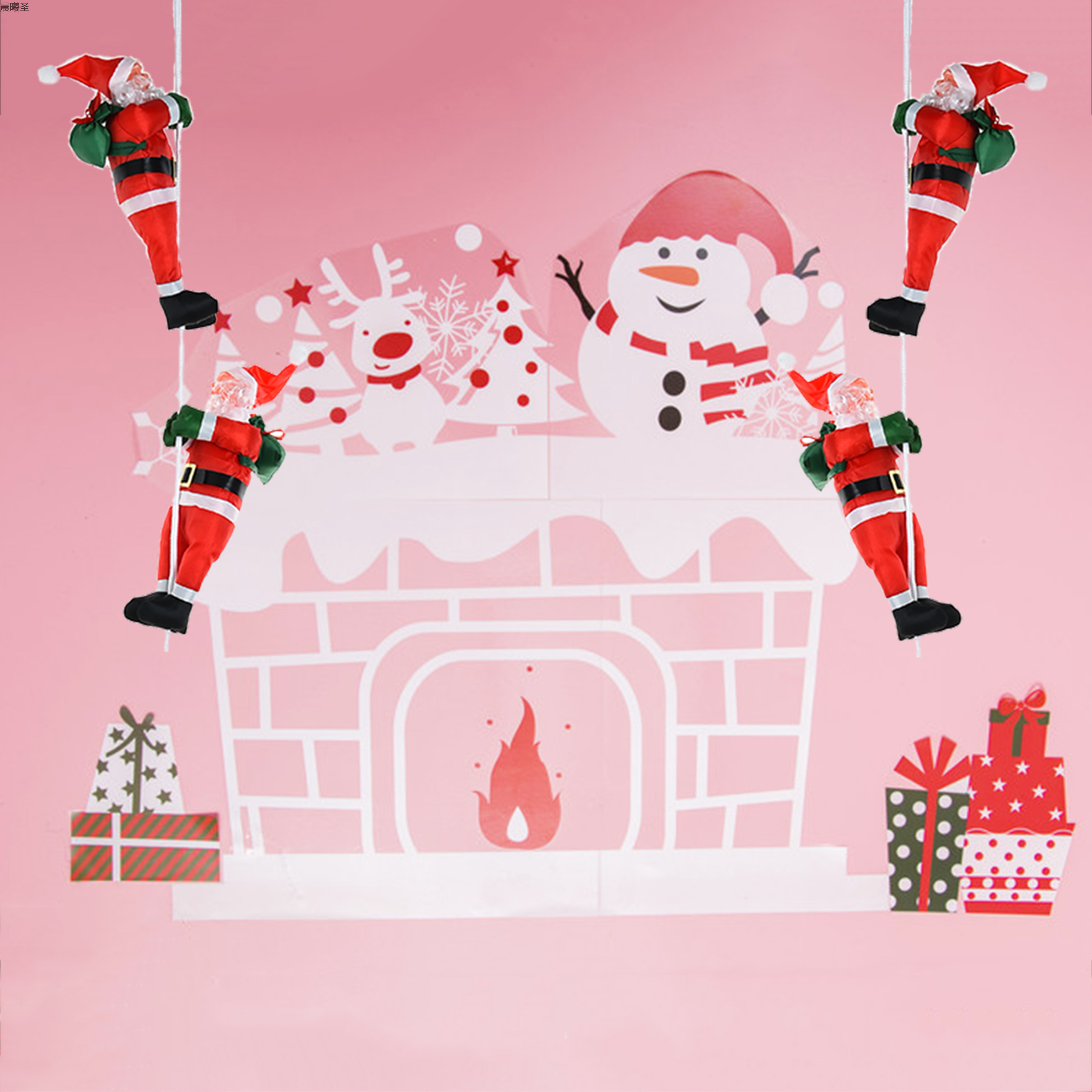 Christmas scene decoration, climbing rope, Santa Claus, Christmas pendant, Christmas decoration, wholesale of Santa Claus, climbing rope, Santa Claus, 30cm single person rope details Picture