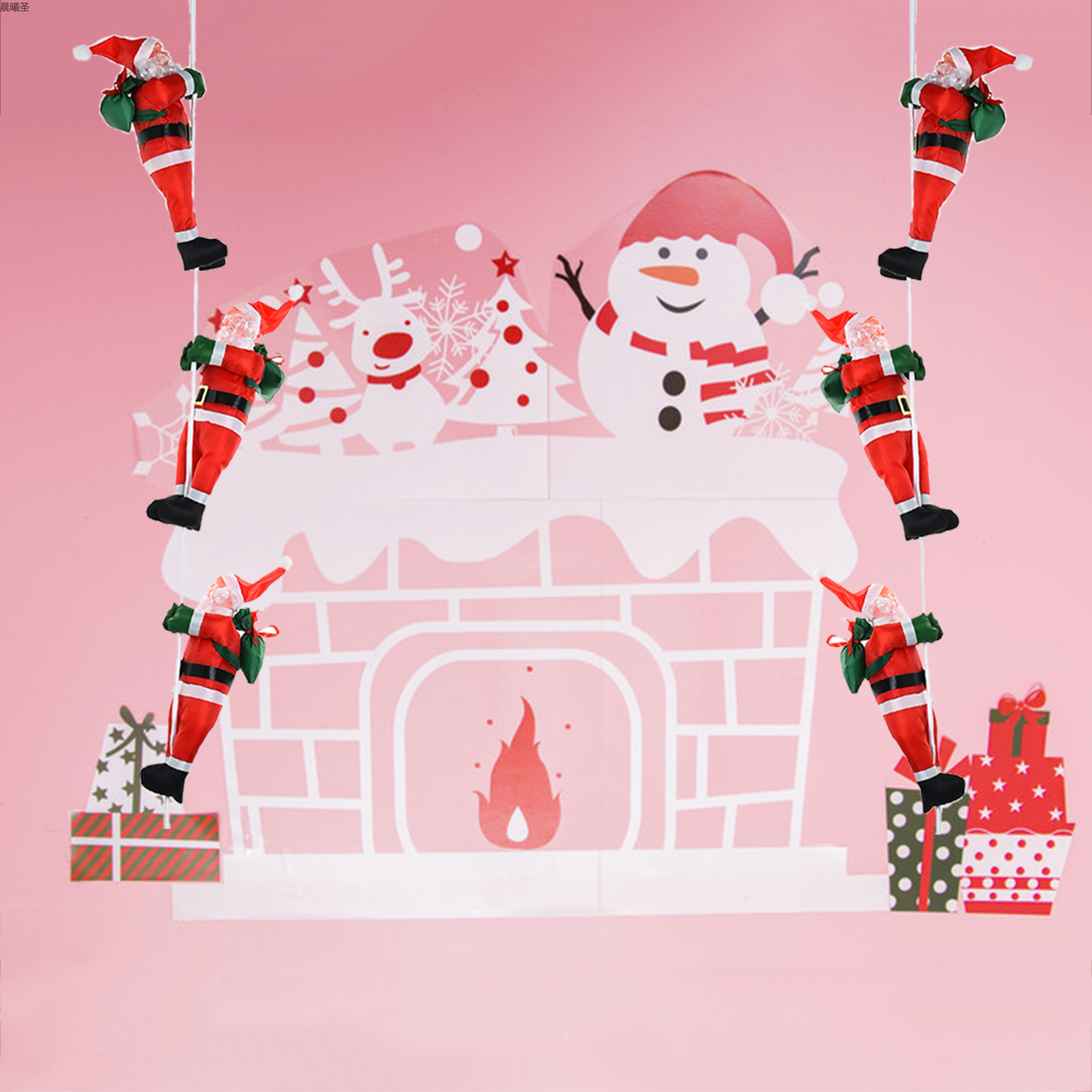 Christmas scene decoration, climbing rope, Santa Claus, Christmas pendant, Christmas decoration, wholesale of Santa Claus, climbing rope, Santa Claus, 30cm single person rope Specification image