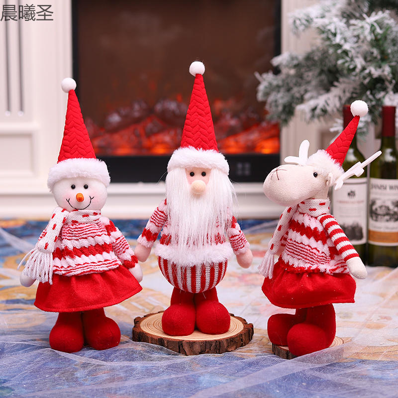 圣诞装饰用品红色圣诞老人公仔橱窗圣诞装饰娃娃圣诞麋鹿圣诞礼物