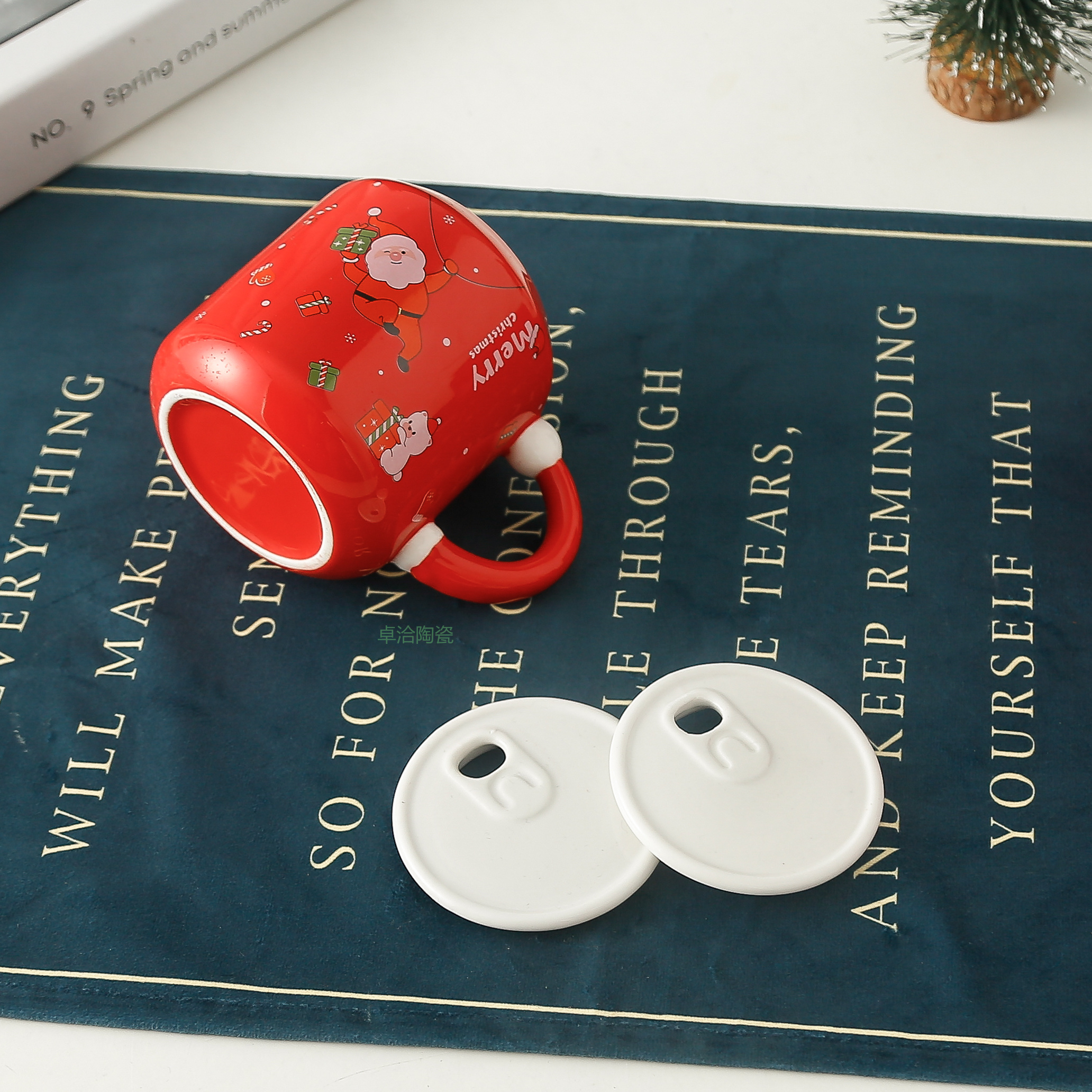 圣诞杯子带盖马克杯女生陶瓷水杯家用带吸管咖啡杯圣诞节礼品杯卓洽0136详情6